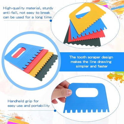 Plastic Paint Scraper Tool, Ymapinc Plastic Textured Art Tools, DIY Graffiti Oil Painting and Drawing Play for Texture Art on Canvas Putty Acrylic Plaster Art Pottery Scraper Tool