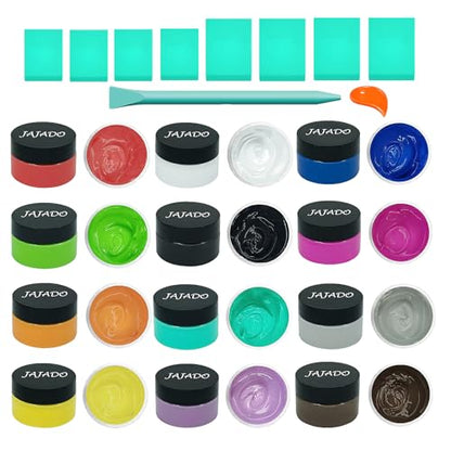 JAJADO 12 Jars Chalk Paste Paint Set, 9 Pcs Chalk Paint Mini Squeegees and Rubber Squeegee Stir Sticks, Screen Printing Ink Reusable Adhesive Stencil Paste Craft on Wood, Furniture, T-Shirt - color: 12 Jars with 9 Pcs Tool