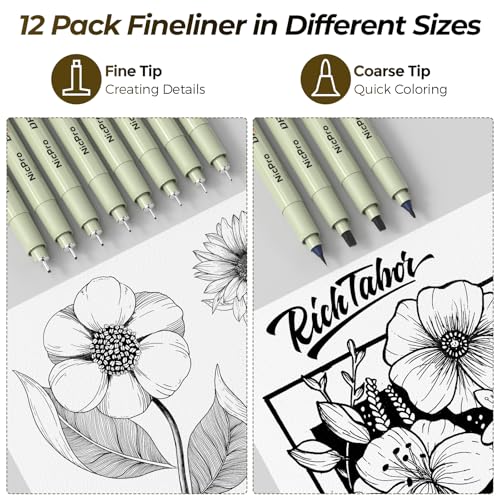 Nicpro 58 PCS Art Drawing Supplies Kit in Leather Case, Art Mechanical Pencil Set with 6 Metal Drafting Pencil 0.5 & 0.7 & 0.9 & 2mm, 12 Micron Pen, Sketch Book, 30 Tube Lead Refills for Sketching