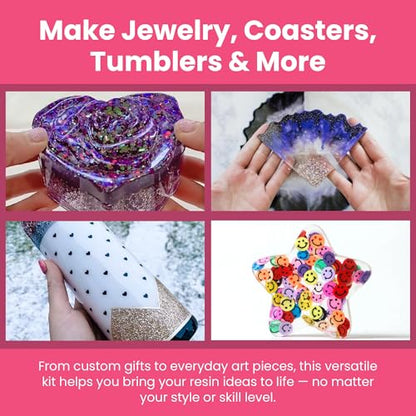 Alumilite Creation Kit – 84-Piece Resin Craft Kit for Beginners with Mica Powder, Glitter, Mylar Flakes, Charm Slices, and Tools for Epoxy and UV Resin DIY Crafts, Tumblers, Jewelry, & Keychains