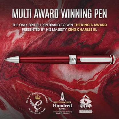 Scriveiner Deep Crimson Ballpoint Pen - Stunning Red Lacquer Luxury Pen, Chrome Finish, Schmidt Black Refill, Best Ball Pen Gift Set for Men & Women, Professional Executive Office, Nice Designer Pen - color: 6. Crimson Red with Chrome