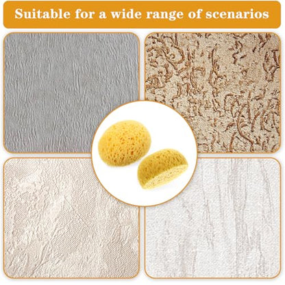 Mabor 2Pcs Texture Sponges, Sponge for Patch/Repair Ceiling Drywall Wall | Round Clay Sponges for Pottery, DIY Painting Ceiling Wall Texture