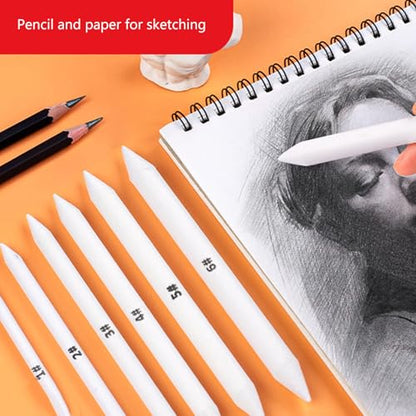 Double-Ended Blending Stumps & Tortillions Set, Paper Sketching Tools for Artists, 3 or 9 Pack, Soft Compressed Paper - color: 9 pieces of paper an