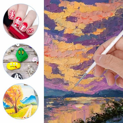 12 Pcs Script Liner Brush Highly Flexible Paint Brushes Extra Long Fine Point Tip Detail Paintbrushes for Model Fingure Watercolor Acrylic Miniature Painting