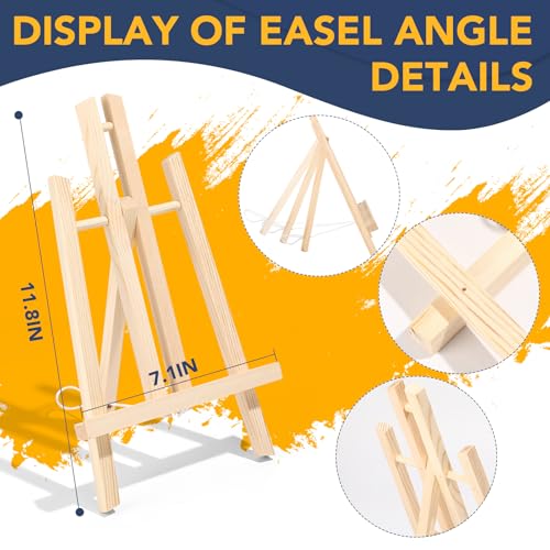 AROIC 208 Pack Easel and Canvas Sets with 16 Wood Easels,160 Brushes,16 Canvas and 16 Palette, Painting Set, Tabletop Easel, Art Easels, Painting Supplies for Kids & Adults to Paint Party - style: 30cm-16sets