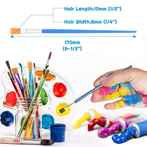 50 Pcs Flat Paint Brushes for Touch Up, Anezus Small Paint Brushes for Classroom Craft Brushes for Acrylic Watercolor Face Painting - style: flat