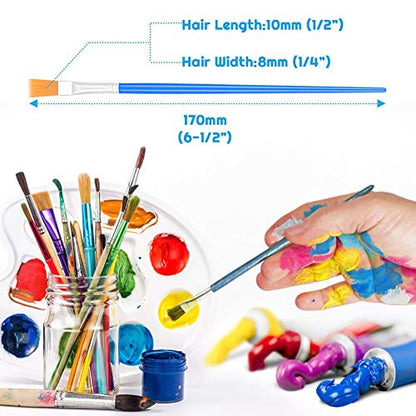 50 Pcs Flat Paint Brushes for Touch Up, Anezus Small Paint Brushes for Classroom Craft Brushes for Acrylic Watercolor Face Painting - style: flat