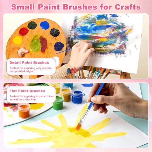 160 Pcs Small Paint Brushes Bulk, Flat and Round Pointed Paint Brushes Set for Kids Classroom Watercolor Canvas Face Painting Acrylic Painting