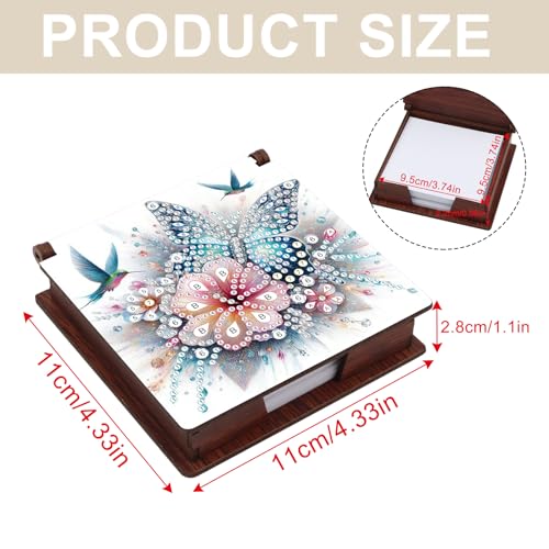 Diamond Painting Kit memo Box, Diamonds Art DIY Flower and Butterfly Patterns Sticky Note Box Special Shape Drill, with 160 Sticky Note, Ideal for Home Office Supplies, Handicrafts, Holiday Gifts - color: Flower and Butterfly