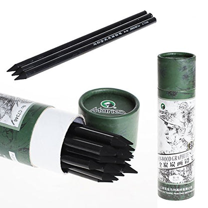 LI-GELISI Artist Woodless Graphite Charcoal Sticks Charcoal Sketching Pencil 24 Piece (Whole Lead Core 4B)