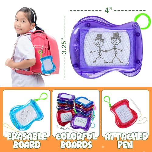 Bedwina Mini Magnetic Drawing Board for Kids - (Pack of 6) Backpack Keychain Clip Drawing Boards, Erasable Doodle Sketch Writing Pad Boys & Girls, Birthday Kids Party Favors - size: 6 Count (Pack of 1)