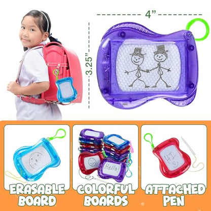 Bedwina Mini Magnetic Drawing Board for Kids - (Pack of 6) Backpack Keychain Clip Drawing Boards, Erasable Doodle Sketch Writing Pad Boys & Girls, Birthday Kids Party Favors - size: 6 Count (Pack of 1)