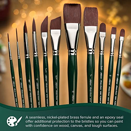 Silver Brush 2501-4 Ruby Satin Long Handle Synthetic Brush, Flat, Size 4 - size: Size - 4