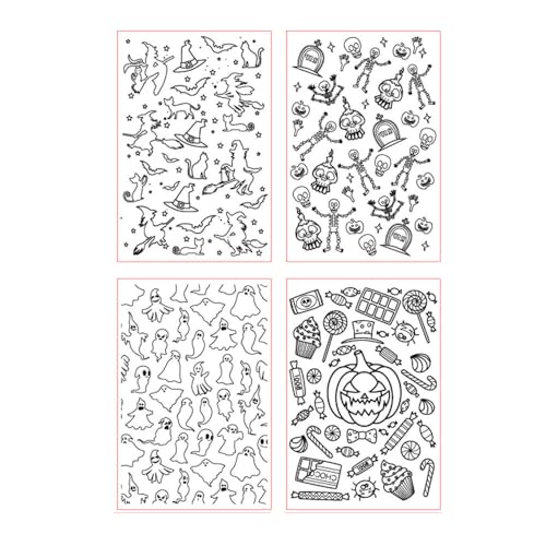 Halloween Polymer Clay Texture Sheets for Earrings Jewerly Making,Ghost Skull Texture Mat for Polymer Clay Projects Polymer Clay Earrings Tools，4pcs/Pack