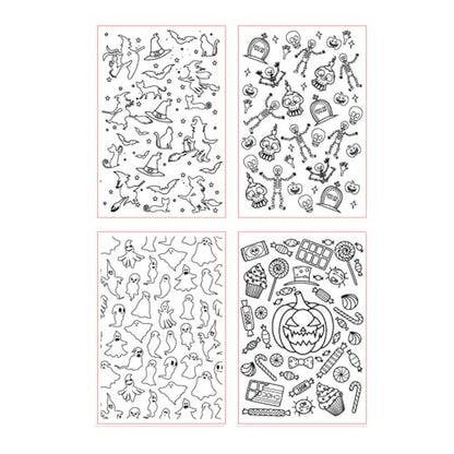 Halloween Polymer Clay Texture Sheets for Earrings Jewerly Making,Ghost Skull Texture Mat for Polymer Clay Projects Polymer Clay Earrings Tools，4pcs/Pack