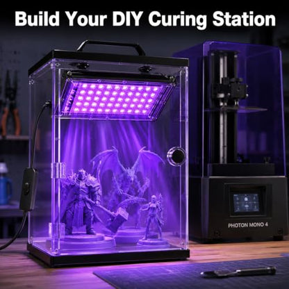 3D Printer UV Resin Curing Light with 360° Rotating Turntable, 405nm UV Light for Post-Curing, Adjustable UV Lamp Stand for SLA DLP LCD 3D Printer, Photosensitive Resin Prints - size: 50W Light with Turntable