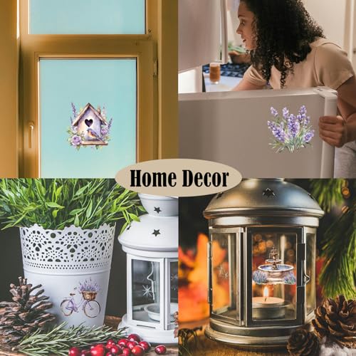 ZMRU 24 Sheets of Watercolor Style Rub on Transfers for Crafts - Perfect for Glass, Porcelain, Leather, Canvas, and Fabric Projects - IOD Transfers Included,3 * 3inch (Purple Lavender) - style: Purple Lavender