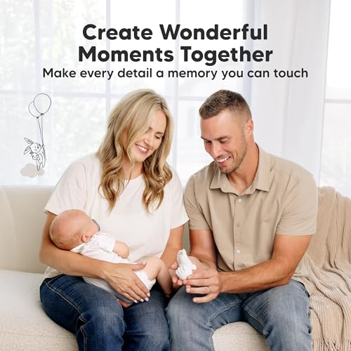 KeaBabies Baby Casting Kit Hands and Feet Mold - 3D Newborn Hand Casting Kit & Stylish Wood Base,Easy DIY Infant Foot Molds 0-9 Months,First Christmas & Baby Keepsake Shower Gifts(Round,Alpine White) - color: Alpine White, style: Round