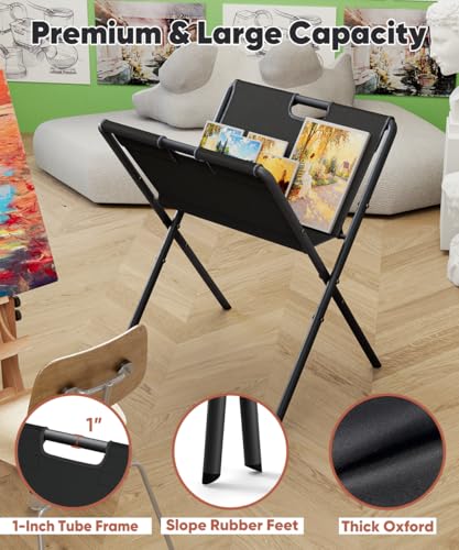 Mocomax Canvas Art Print Rack, Portable Folding Art Display Stand for Painting, Posters, Artwork, Prints, Canvas, Panels, Art Storage Drying Rack in Artist Galleries, Studios, 22.4"Wx25.8"Dx40.5"H (M) - size: Medium