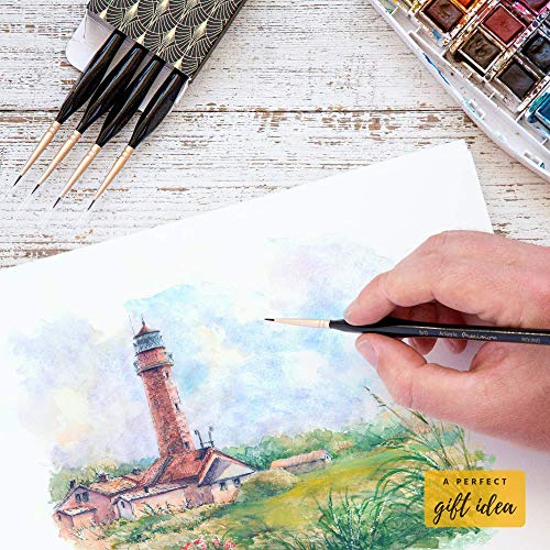 ARTEGRIA Detail Paint Brush Set, 5 Miniature Brushes with Fine Tips and Ergonomic Handles, Size Round 3/0 (000) for Small Scale Models, Figurines, Paint by Numbers for Adults