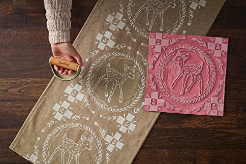 Speedball Block Printing Fabric Starter Kit, 7 Pieces – Includes Ink, Hard Brayer, Lino Handle and Cutters, Speedy-Carve Relief Carving Rubber - size: 7 Piece Fabric Kit