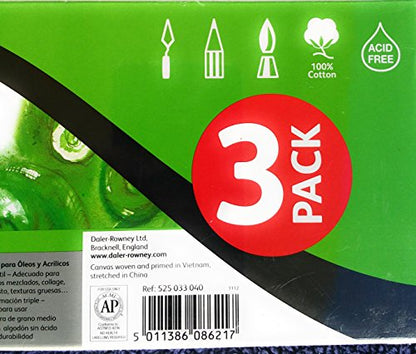 Daler-Rowney Simply Canvas Panel, 12x16 inches, 3 Pack - Artist Canvas for Oil, Acrylic, Pouring & Mixed Media - 100% Cotton, Triple Primed