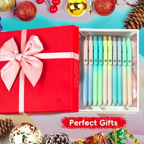 UIXJODO Gel Pens, 10 Pcs Black Ink Pens for Women, 0.7mm Medium Point Smooth Writing Pens with Silicone Grip, High-End Series Metal Clip Retractable Pens for Journaling Note Taking (10 Pcs Pastel) - color: 10 Pcs Pastel