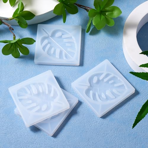 Craftdady 5pcs Leaf Silicone Mold Tropical Monstera Leaves Resin Casting Mold for Epoxy Resin UV Resin Polymer Clay DIY Coaster Keychain Pendant Jewelry Craft Making - color: Transparent, Monstera Leaf