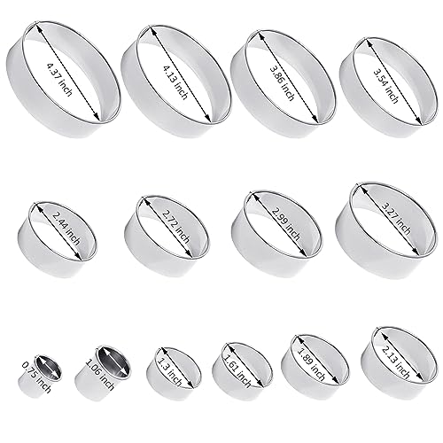 14 PCS Circle Cookie Cutters, Stainless Steel Biscuit Cutter Set(Silvery) - size: 14 Pack, Round Shape