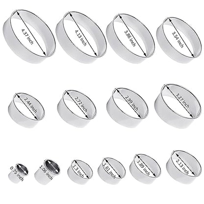 14 PCS Circle Cookie Cutters, Stainless Steel Biscuit Cutter Set(Silvery) - size: 14 Pack, Round Shape