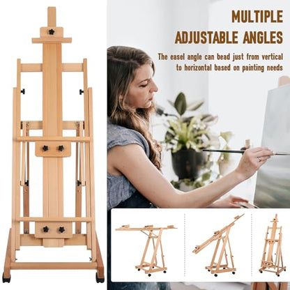 Painting Easel for Adults, Adjustable Angle Easel, Removable Floor Adjustable Easel with Brake Wheels for Artist, Lover of Painting - style: Model 2
