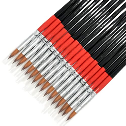 Size #6 Pointed Round Paint Brush, Pack of 16, Premium Quality Synthetic Hair for Acrylic Watercolor Oil Gouache Painting by Students, Professionals and Artists - size: Size #6 Pointed Round (16 PCS)