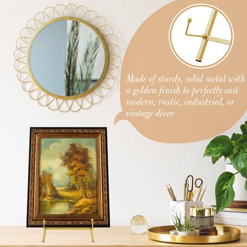 Leinuosen Metal Easel Stand 16.5" H x 8.7" W x 4.3" D Table Top Easel Stand for Display Tripod Art Picture Mirror Modern Plate Holder for Display Book Photo Wedding Sign(Gold,1 Pcs) - color: Gold