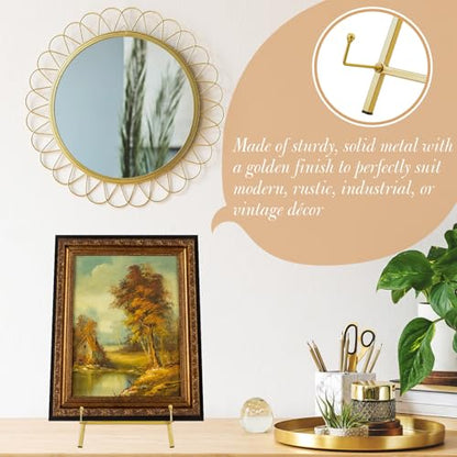 Leinuosen Metal Easel Stand 16.5" H x 8.7" W x 4.3" D Table Top Easel Stand for Display Tripod Art Picture Mirror Modern Plate Holder for Display Book Photo Wedding Sign(Gold,1 Pcs) - color: Gold