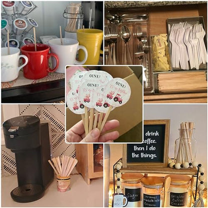 ANTETOK Wooden Coffee Stirrers - Coffee Stir Sticks 7.5 Inch,100pcs Disposable Birch Wood Coffee/Beverage Stirrers,Swizzle Drink Sticks,Coffee Bar Accessories - size: 19cm-100pcs