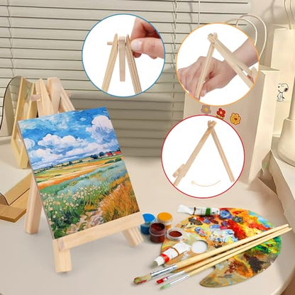 6 Pcs 5 Inch Canvases with 6 Pcs 7.5 Inch Easel Sets, Easel Stand and Painting Canvases for Painting, Crafts, Photos etc. - style: 7.5 inch (pack of 6) easel and 5 inch (pack of 6) canvases.