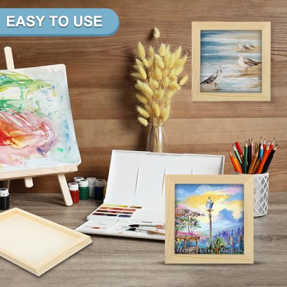 MECCANIXITY 2 Pack Wood Canvas Boards, 5x5 Inch Art Canvases Square Unfinished Wood Panel for Painting, Crafts, DIY Projects, Pouring Art - size: 5x5 Inch