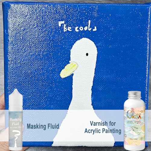 EIGTWEN Art Masking Fluid and Gloss Varnish for Acrylic Painting, It Prevents Paint from Adhering to The Masking Area,Easily Removable, Leaving No Residue