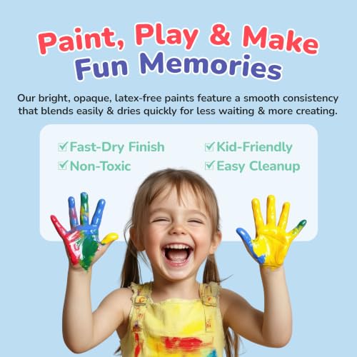 S&S Worldwide Color Splash! Washable Tempera Paint Set of 12-16oz Easy-Pour Paint Bottles in 11 Bright Colors - Great for Arts & Crafts, School, Classroom, Poster Paint, Non-Toxic
