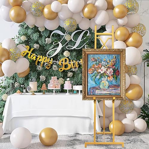 Easel Stand, 13.5" x 53.5" Adjustable Height Metal Easel Display Stand, Square Tube Gold - color: Gold