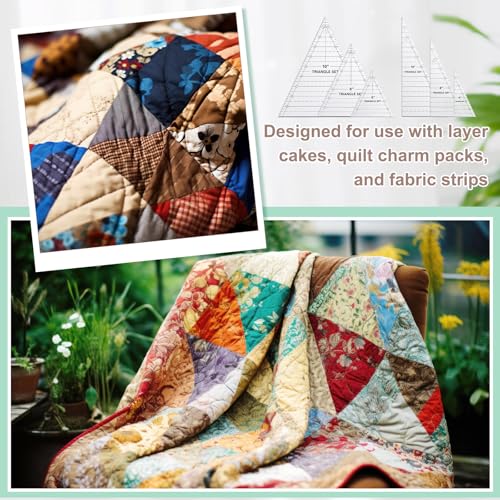 Kigley 3 Set Tall Triangle Rulers for Quilting 6 8 10 Inch Wedge Triangle & Wing Quilting Rulers and Templates Acrylic Quilt Templates for Sewing Layer Cake Patchwork Cutting Pattern DIY Craft - color: Clear