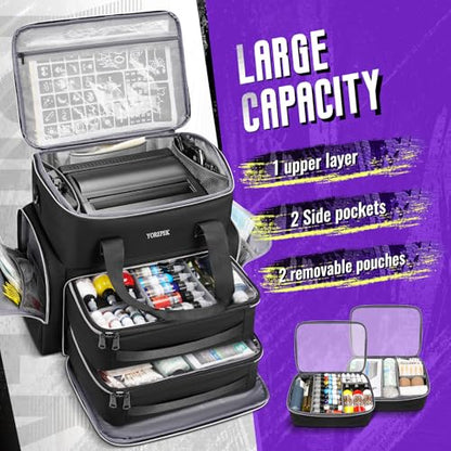 YOREPEK Tattoo Travel Case, Tattoo Bag with 2 Removable Organizer Pouches | Tattoo Case with Adjustable Dividers for Tattoo Accessories, Equipment, Stencil Printer, Thoughtful Tattoo Artist Gifts
