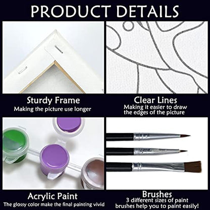 Nuberlic Canvas Painting Kit Pre Drawn Canvas for Painting for Adults Couples Paint and Sip Party Supplies Love Theme Couple DIY Date Night Activities Valentines Gift Pack of 1, 8x10 inch