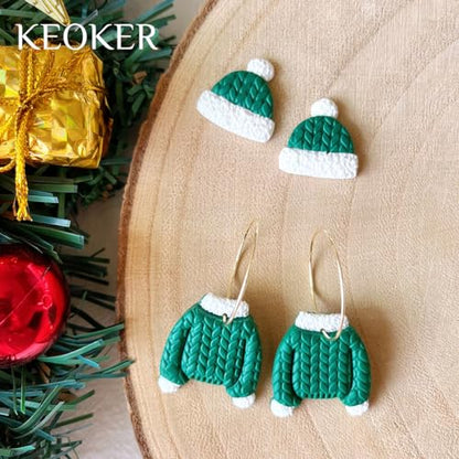 Keoker Polymer Clay Texture Sheet Christmas, Christmas Clay Texture Mat for Making Earrings Jewerly, Christmas Polymer Clay Earrings Tools (Style 1) - color: Style 1