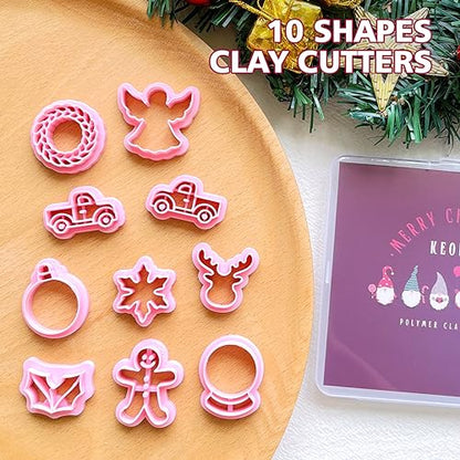 Keoker Christmas Clay Cutters, Polymer Clay Cutters for Earrings Making, 10 Shapes Christmas Clay Earrings Cutters, Reindeer Clay Cutters - color: earrings clay cutters 1