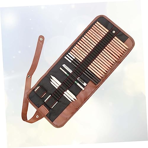 Veemoon 29-Piece Beginner Sketch Pencil Set with Wooden Holder and Storage Roll Bag for Art Supplies for Drawing Sketching and Professional Artists