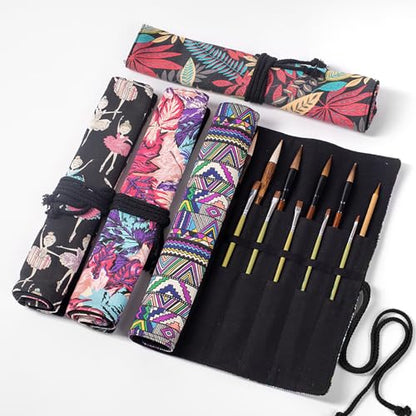 Funny live Paint Brush Holder Art Supplies, Artist Brush Holder & Art Supply Storage Organizer Roll-Up Case Bag, Protect Acrylic Oil Watercolor Paintbrushes (Grove-20 Slot Pockets) - style: Grove-20 Slot Pockets