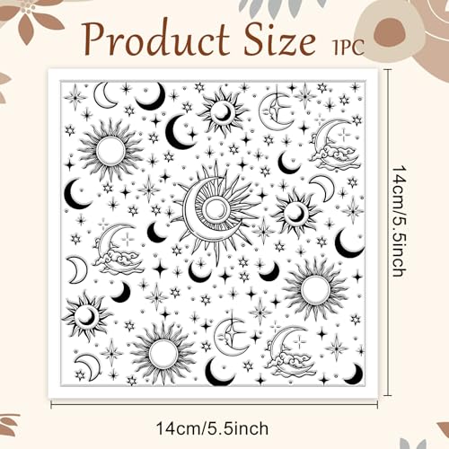 CHGCRAFT Sun and Moon Polymer Clay Texture Sheets Divination Pattern Silicone Texture Stamp Clay Texture Mat Modeling Pattern Pad Sheets for Jewelry and Earrings Tools, 5.5x5.5 inch - style: Sun and Moon