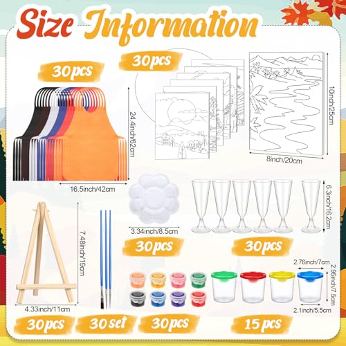 Sherr 285 Pcs 30 Sets Sip and Paint Kit for Adults, Pre Drawn Canvas Kit for Painting Acrylic Painting Favor Bulk for DIY Birthday Gifts Adult Date Night Party Suppliers(Beautiful Scenery) - style: Beautiful Scenery