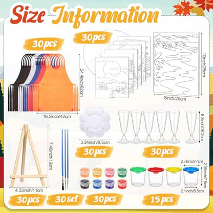 Sherr 285 Pcs 30 Sets Sip and Paint Kit for Adults, Pre Drawn Canvas Kit for Painting Acrylic Painting Favor Bulk for DIY Birthday Gifts Adult Date Night Party Suppliers(Beautiful Scenery) - style: Beautiful Scenery